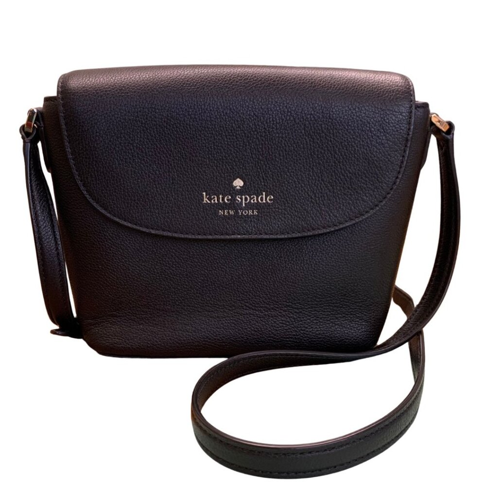 Kate Spade Black Pebbled Leather Flap Crossbody Small - Picture 1 of 11